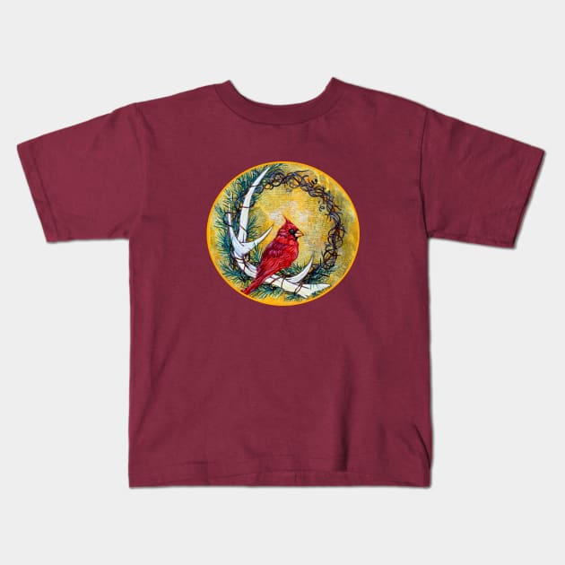 Cardinal Wreath Kids T-Shirt by KrissyK